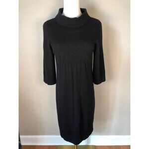 Vince 100% Cashmere Mock Neck 3/4 Sleeve Black Sweater Dress Size S